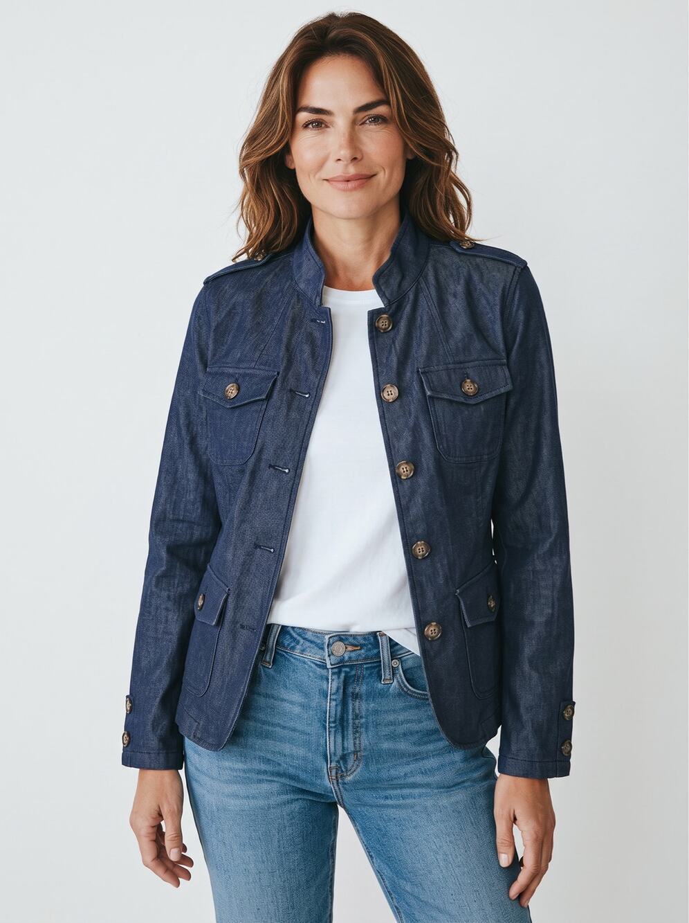 G.H. Bass & Co. Blue Utility Field Coat Size medium Dark wash denim jacket NWT